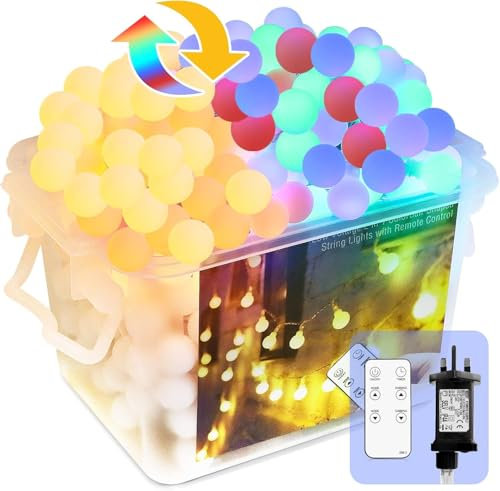 TOFU Globe String Lights Mains Powered, 20M/65ft 150 LED Fairy Lights Plug in, Waterproof Christmas Lights Indoor & Outdoor Decoration for Garden, Patio, Gazebo, Bedroom, Party, Wedding