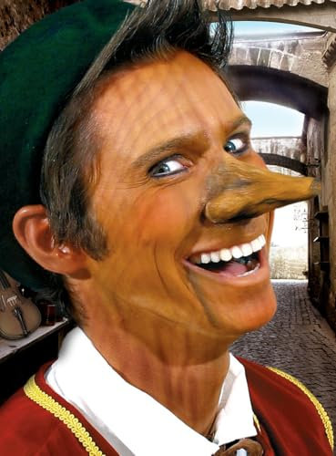Lange Lügennase - Latex-Applikation mit Hautkleber - Special-Effect Kostüm-Zubehör - Make-Up für Halloween, Karneval & Horror-Party