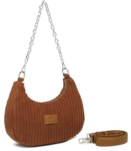 cotwoco Umhängetasche Damen klein Handtasche - Cord Hobo Bag Stylische Crossbody Bag,Damen Halbmond Tasche Schultertasche mit verstellbarem Gurt für Verabredungen, Einkaufen und Reisen