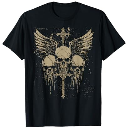 Totenkopf Kreuz Y2K Grunge Ästhetisch Alt Goth Totenkopf Kreuz Gothic T-Shirt