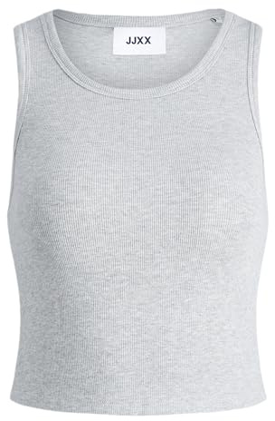 Jack & Jones Damen Jxfallon STR Sl Rib Top JRS Noos, Light Grey Melange, XXL EU
