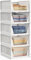 HOMIDEC Wardrobe Storage Organiser, 5 Pack Folding Storage Boxes Drawers Baskets for Clothes, Stackable Plastic Cupboard Organiser, Closet Shleves for Bedroom Wardrobe, White