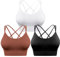 Sykooria Sport-BH für Damen, sexy, überkreuzt, für Yoga, Laufen, Athletik, Fitnessstudio, Workout, Fitness, 3 Stück, 3er-Pack, Schwarz + Weiß + Bronze, X-Large