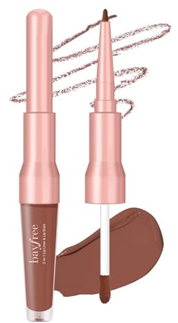 bayfree 2-IN-1 Lip Liner and Lip Stain, Hochpigmentierter Langanhaltender Lippenstift, Wasserfester Lipliner mit Mattes Finish, Präzise Definierte Lippen, Leichtgewichtige Formel, Tierversuchsfrei