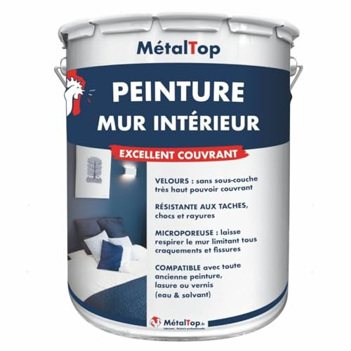 Metaltop - Peinture Mur Interieur - Ivoire - Ton pierre - RAL 1015-1 L - Lessivable, finition pro, application facile sur tous murs.