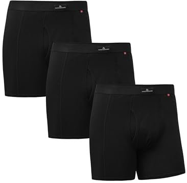 DANISH ENDURANCE Boxer Uomo Cotone Elasticizzato Premium, Mutande Intimo Traspirante, 3 Paia Nero con Apertura Frontale XXL