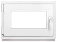 Framex Finestra seminterrata piccola in PVC bianco, Larghezza x Altezza 65 x 45 cm (650 x 450 mm), doppi vetri (32 mm), anta-ribalta, DIN sinistra, Premium