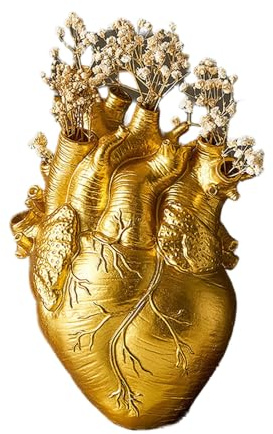 Blumenvase aus Kunstharz in Herzform, nordische moderne dekorative Vase für Zuhause, Hochzeit, Valentinstagsgeschenk, Desktop, Wohnzimmer (Gold)