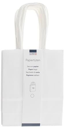 Papier Tragetaschen Set, 10 Stück (weiß, 15 x12 x 5,5 cm)