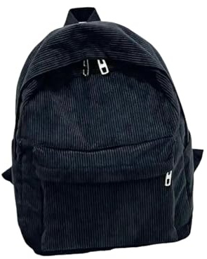 XYNM Rucksack Corduroy College -Rucksack - Unisex Große Kapazität Schultasche, Lässige Outdoor -reiserucksack-schwarz