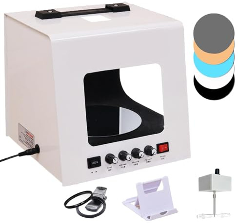 Professional Photo Studio Light Box Kit with 360 Turntable, Adjustable Brightness for Jewelry Photography, Includes Black and White Background