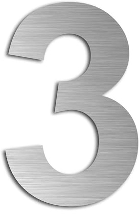 kemanli House Number 4 in Stainless Steel SUS304 Matte Brushed Finish Weatherproof Exterior for Door Letterbox Self-Adhesive House Number Height 100 mm (Silver 4-in-3)
