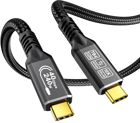 CAKOBLE Câble Thunderbolt 4 USB4 1m -40Gbps Transfert Ultra-Rapide| 16K@30Hz/8K@60Hz/4K@144Hz |Câble USB-C 240W PD3.1 Charge Rapide,pour MacBook Pro/Air,Galaxy 25,Mac,eGPU, iPhone 16, Docking Station
