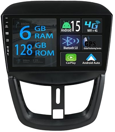 [6+128GB] Keconsing 9 Zoll Android 15 Autoradio for Peugeot 207 2006-2015 Radio Carplay Stereo Wireless Car Play GPS Auto Navi Bildschirm Bluetooth Navigation Player Touchscreen FM SWC RDS DSP
