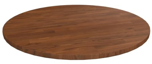 IBUQDDV Runde Tischplatte Dunkelbraun Ø50x1,5 cm Behandeltes Eichenholz Massivholzplatte für Couchtisch Beistelltisch Bartisch mit Rustikalem Design und Behandelter Oberfläche