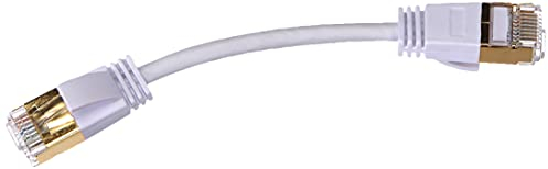 wantecWire Extra dünnes Patchkabel CAT.7 Kabel, CAT.6 Stecker SSTP geschirmt, Länge 0.1 m, weiß