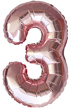 Oblique Unique® Folien Luftballon mit Zahl Nummer in Roségold für Geburtstag Jubiläum Party Deko Folienballon - Zahl wählbar (Nr 3)