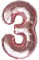 Oblique Unique® Folien Luftballon mit Zahl Nummer in Roségold für Geburtstag Jubiläum Party Deko Folienballon - Zahl wählbar (Nr 3)