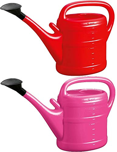 2X Gießkanne 10L PINK + ROT + 1x KÜHLSCHRANKMAGNET! Giesskanne Kunststoff für groß & klein Garten & Zimmerpflanzen Gießkannen Gieskanne Gieskannen 10 Liter Watering Can Gieskannen10Liter lr