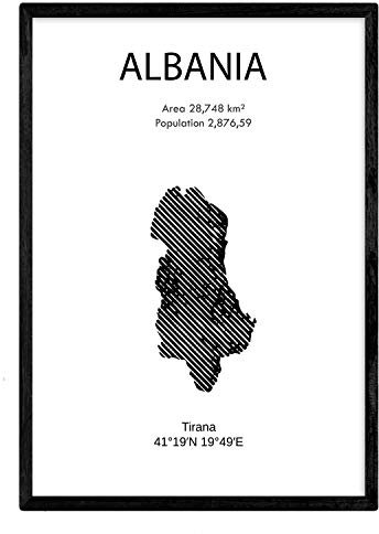 Nacnic Poster von Albanien. Blätter von Ländern und Kontinenten. A4-Format