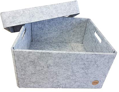voigtdesign Aufbewahrungsbox FILZ Regalkorb Filzbox Korb Box Allzweckbox mit Deckel (5 Größen) (Gr. M - 32x32x17cm)