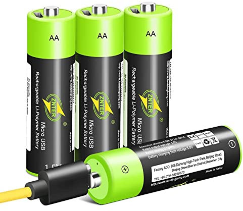HITRENDS AA Batteries, USB Rechargeable Lithium Batteries Dual A-Cell Li-ion Battery-1.5V/1200mAH (4 Pack)-No NI-MH/NI-CD/Alkaline Batteries, Eco-Friendly and Recyclable, No Memory Effect