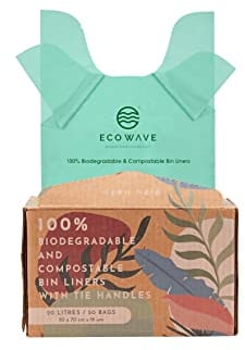 ECO WAVE Compostable Bin Liners, 20 Litres, 50 Bags, EN 13432 Certified