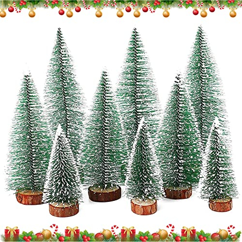 9 Pcs Mini Sapin de Noël, Sapins Noël Plastique, Mini Sapin Noël Artificiel, Arbres Miniature Petit Sapin, Décorations d'hiver en Plastique pour Décoration de Table, 3 Tailles