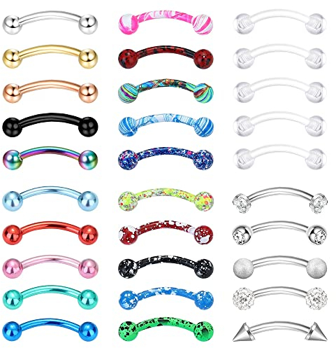 CASSIECA Rook Daith Piercing Schmuck 16G Chirurgenstahl 6mm 8mm 10mm Curved Barbell Augenbrauenringe Helix Tragus Snug Lip Bauchnabelpiercing Rook Daith Ohrringe für Damen Herren