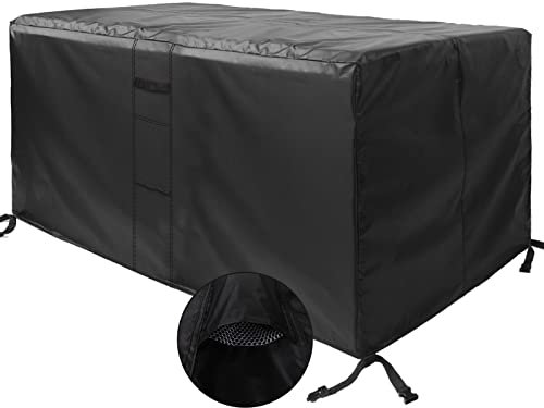 MEEYI 420D Oxford Gewebe Schutzhülle 240x140x90cm, Abdeckung für Gartenmöbel mit Belüftungsöffnungen UV-Beständig Strandkorb Schutzhülle für Tisch und Stühle, Schwarz