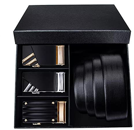 BAJIE Herrengürtel Herrengürtel Ledergürtel Automatikschnalle Schwarz Herren Ledergürtel 3,5 cm breiter Business Herrenriemen
