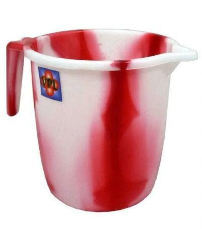 Tie Dye Design 1.5 Litre Plastic Water Jug with Handle and Spout Kitchen Plastic Mugs for Bathroom, Hair Washing Jug (Red) (1)