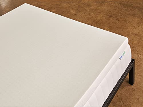 Pure Green Naturlatex-Matratzenauflage mit luxuriösem Bezug, mittlere Festigkeit, 2,5 cm, volle Größe (GOLS-zertifiziertes Bio)
