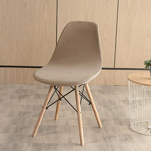 Highdi Schalenstuhl Bezug, Samt Stuhlbezug 2/4/6 er Set Stuhlbezüge Stretch Esszimmerstühle Bezug Moderne Elastischer Stuhlhussen Abnehmbar Waschbar Küchenstühle Husse (Kamel,6 Stück)