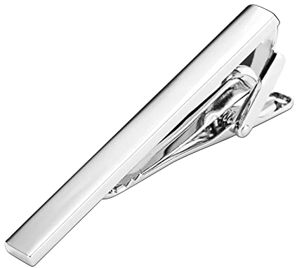 Krawattennadel Edelstahl, Krawattennadel Silber mit Gravur Rechteck Krawattenklammer Tie Clip 6CM Schmuck Geschenke