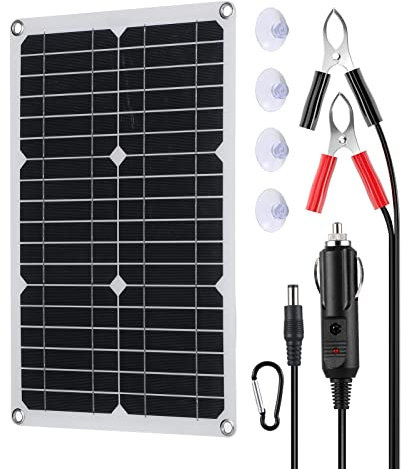 Aumotop Solarplatten, Solar Camping Solar Panels, 18 V 20 W Wasserdichtes für wiederaufladbare Akku-Überwachungskamera Micro-USB- und Typ-C-Anschluss