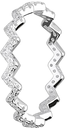 Treuheld® Gezackter 925 Sterling Silber Ring mit Kristallen | 8 Größen [06.] 58