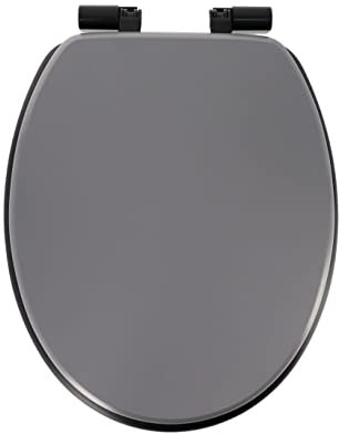 Abattant WC en Bois Gris et Noir avec frein de chute et kit de fixation - TENDANCE