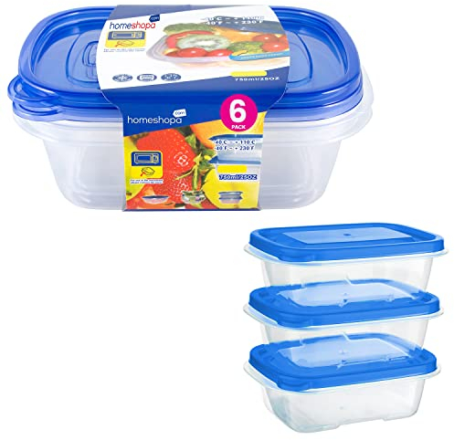 HOMESHOPA Food Storage Containers, 8 Pack Rectangular BPA Free Plastic Containers with Airtight Lids, Reusable, Stackable, Nestable Meal Prep Boxes, Microwavable Freezer Dishwasher Safe, 750 ML