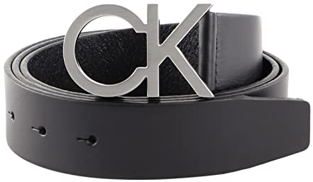 Calvin Klein Herren Gürtel Ck Buckle Belt Ledergürtel, Schwarz (Ck Black), 80 cm