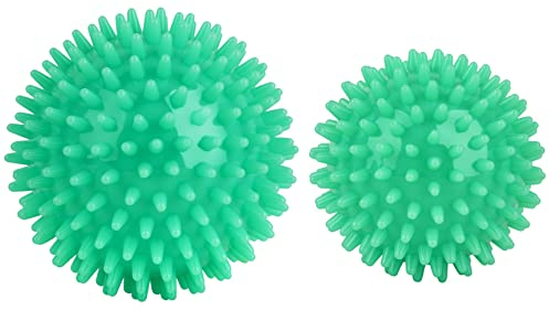 Igelball Massageball Hart. Massage Ball mit Noppen Stachelball für Fuss Hand Rücken Muskelmassage. Für Plantarfasziitis Muskelregeneration Myofasziale Entspannung Schmerzlinderung. (Grün/2er Set)