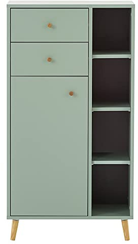 Lomadox Badmöbel Midi-Schrank mit 4 offenen Fächern in Mint, B/H/T ca. 60,2/113,4/33,1 cm