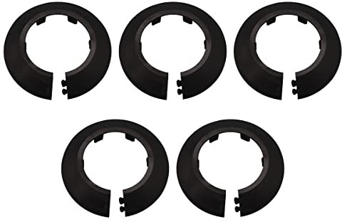 Cozylkx 5pcs Black Radiator Pipe Covers, Plastic Pipe Cover Decoration Hole Collar Clips Rings Wall Flange for 43 mm Diameter Pipe