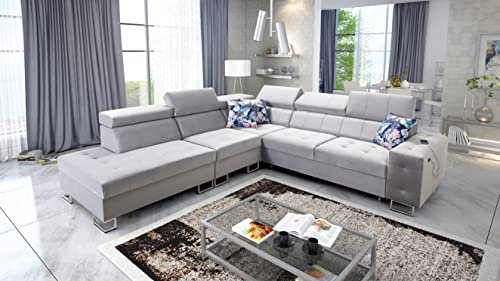 All4All Ecksofa Hugo IX 286x298cm - Schlaffunktion - Bettkasten - L-Form - Couch - Eckcouch - Schlafsofa - Sofaeck - Bett - Wohnlandschaft - 26