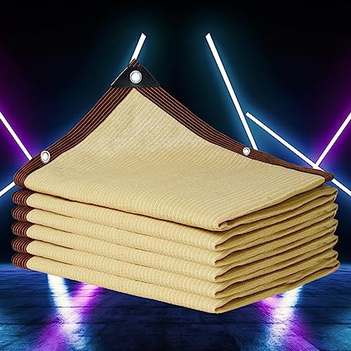 Filet Anti Chaleur 3x3 Toile Ombrage Ajourée Protection UV Voile Ombrage Rectangle Bloquer Les Rayons UV Pergola Filet Coupe Vent Terrasses Balcons Cours,beige-2x2m