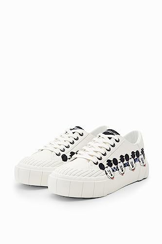 Desigual Mickey Mouse Plateau Sneakers, Weiss/opulenter Garten, 38 EU