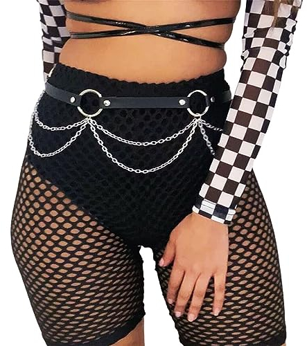 Ushiny Punk-Damen-Taillengürtel, Leder-Körpergürtel,Festival-Rave-Outfit für Frauen