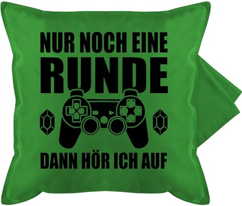 Kissenbezug - Statement - Nur noch eine Runde Dann höre ich auf - Geschenke für Zocker Zocken Gaming Gamer Geschenkideen Sprüchen - 50 x 50 cm - Grün - gamerkissen statement-kissen statements