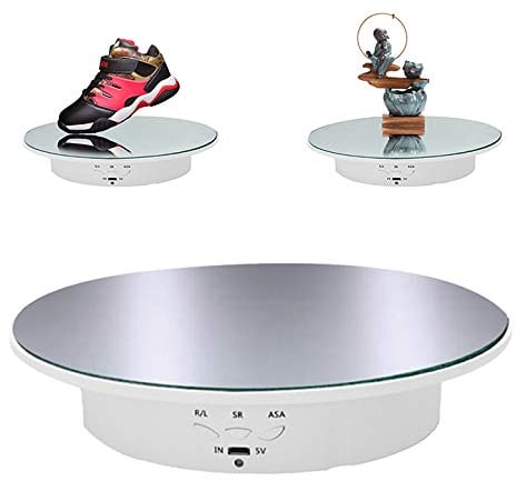 TALOEYH Bandeja giratoria eléctrica de 90/180 grados torreta giratoria eléctrica para fotografía, mesa de exposición giratoria ajustable de 20 cm para joyas, relojes, productos digitales – carga 8 kg