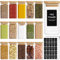 ComSaf 16Pcs Glass Spice Jars with Bamboo Lid, 10oz/300ml Airtight Square Containers with 275 Black Lables, Empty Seasoning Jars for Spice Salt Sugar
